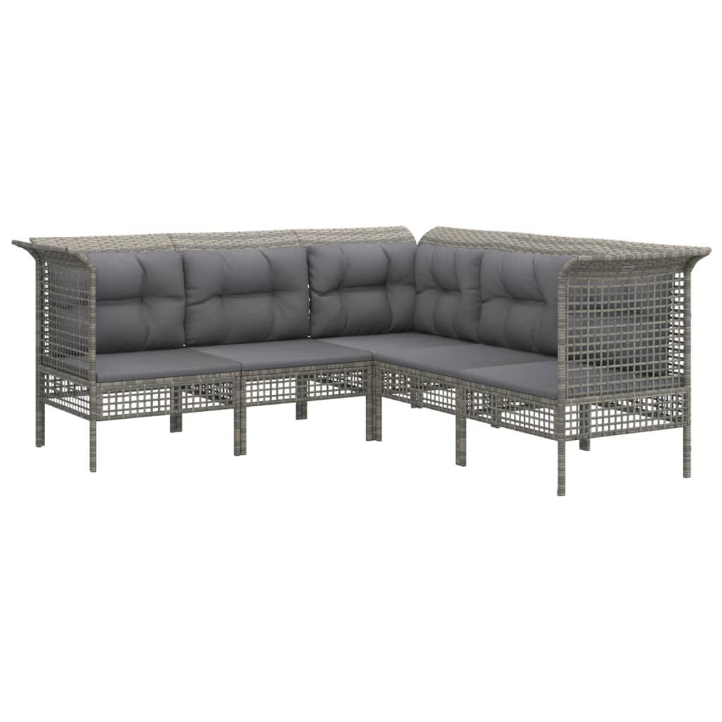 Helloshop26 - Salon de jardin meuble d'extérieur ensemble de mobilier 13 pièces avec coussins gris résine tressée - Imagen 3