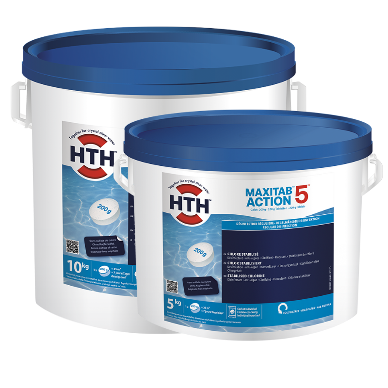 Chlore multifonction hth® MAXITAB Action 5 galets 200g - 5 kg - Imagen 1