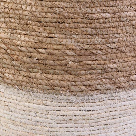 Lot de 2 Poufs Ronds Tressés Naturel et Beige - ESTANY - Image 5