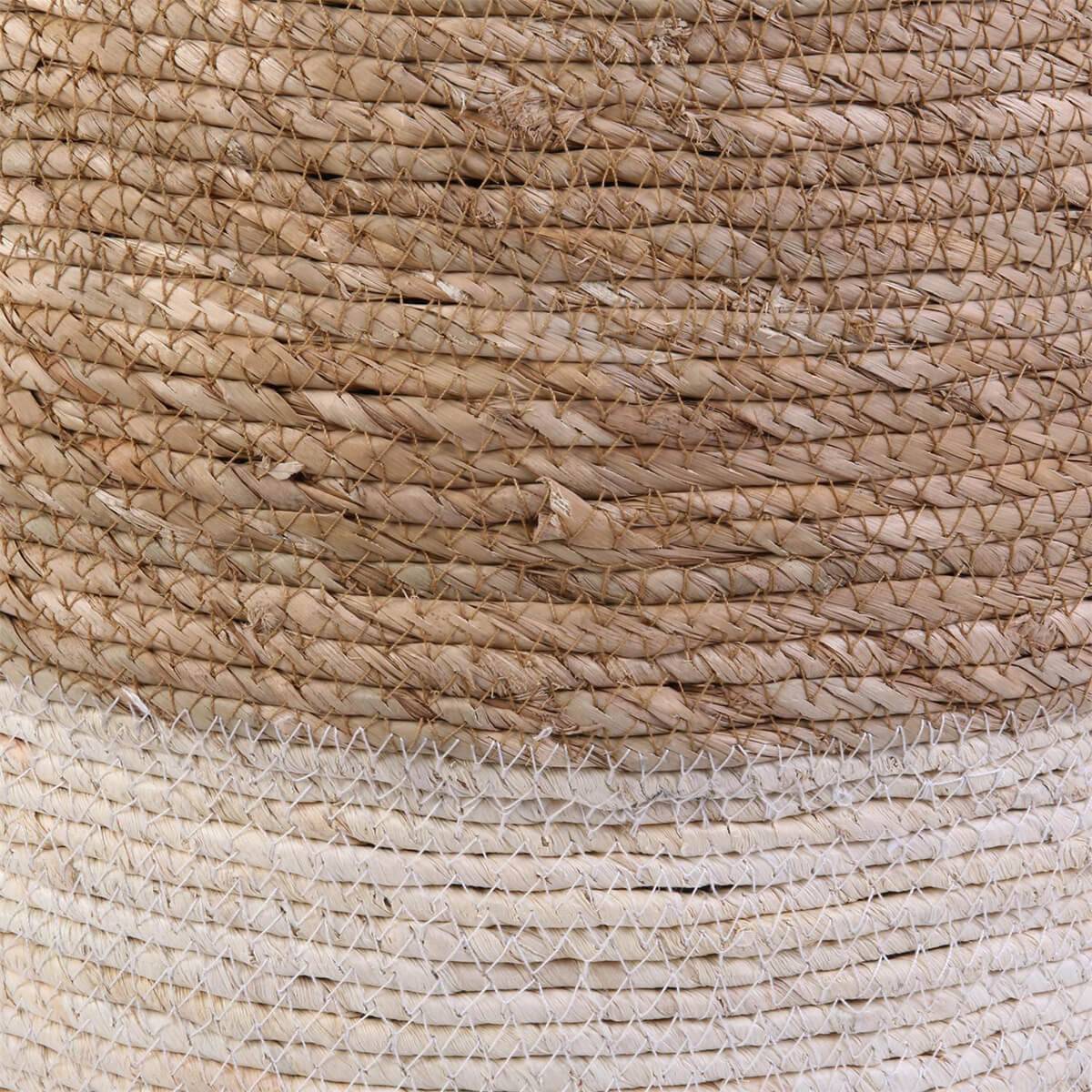 Lot de 2 Poufs Ronds Tressés Naturel et Beige - ESTANY - Image 5