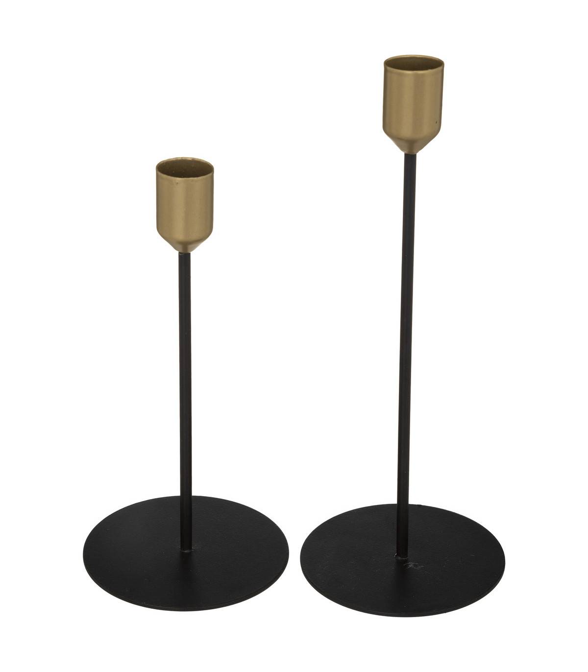 Lot de 2 Bougeoirs Chandeliers en Métal Noir et Doré - Imagen 1