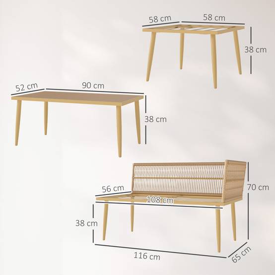 Salon de jardin d'angle 5 places modulable résine tressée et table basse Crème - ComfortXL Outdoor Living - Image 5
