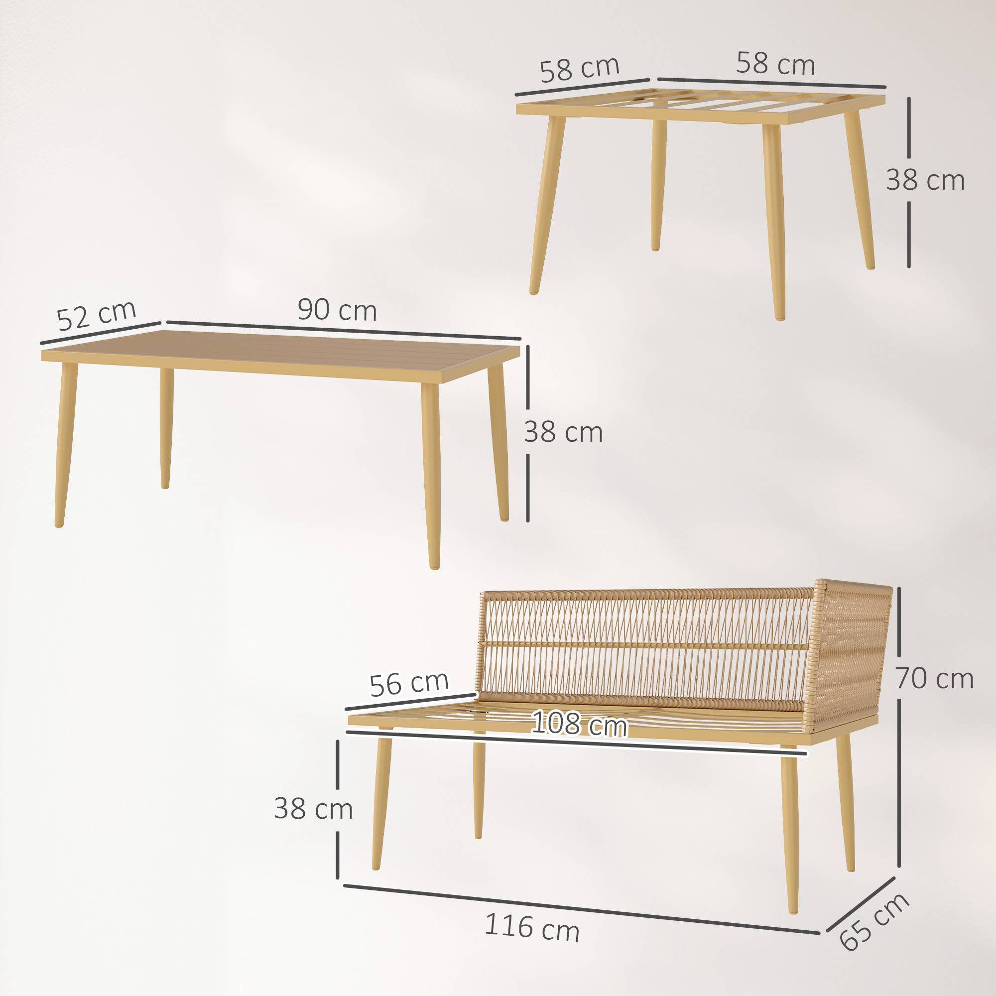 Salon de jardin d'angle 5 places modulable résine tressée et table basse Crème - ComfortXL Outdoor Living - Image 5