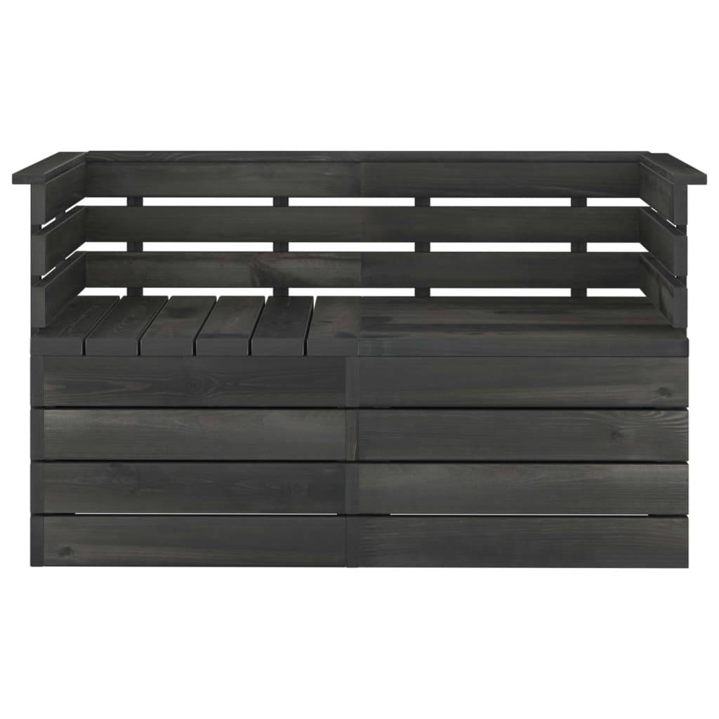 Helloshop26 - Salon de jardin palette meuble d'extérieur ensemble de mobilier 2 places gris foncé bois de pin massif - Imagen 2