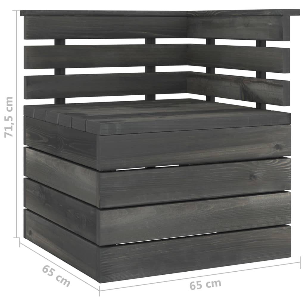 Helloshop26 - Salon de jardin palette meuble d'extérieur ensemble de mobilier 2 places gris foncé bois de pin massif - Imagen 7