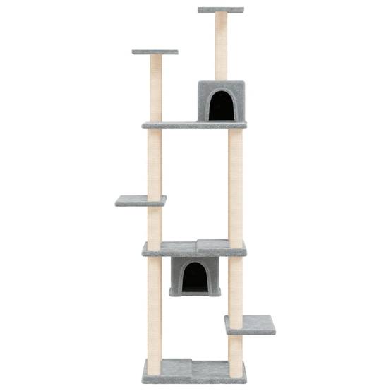 Très grand arbre à chat 176 cm avec 2 niches et griffoirs Gris clair – ComfortXL Pet Living - Image 3