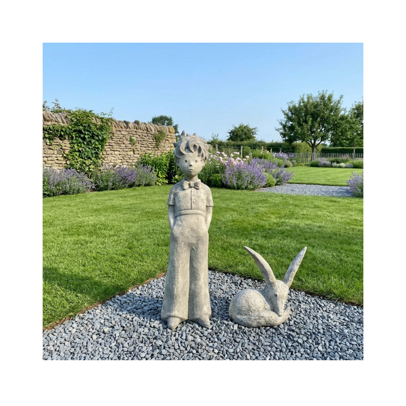 Jardinex - Statue de jardin "Le Renard" du Petit Prince - Gris clair 45 cm - Jardinex - Imagen 3