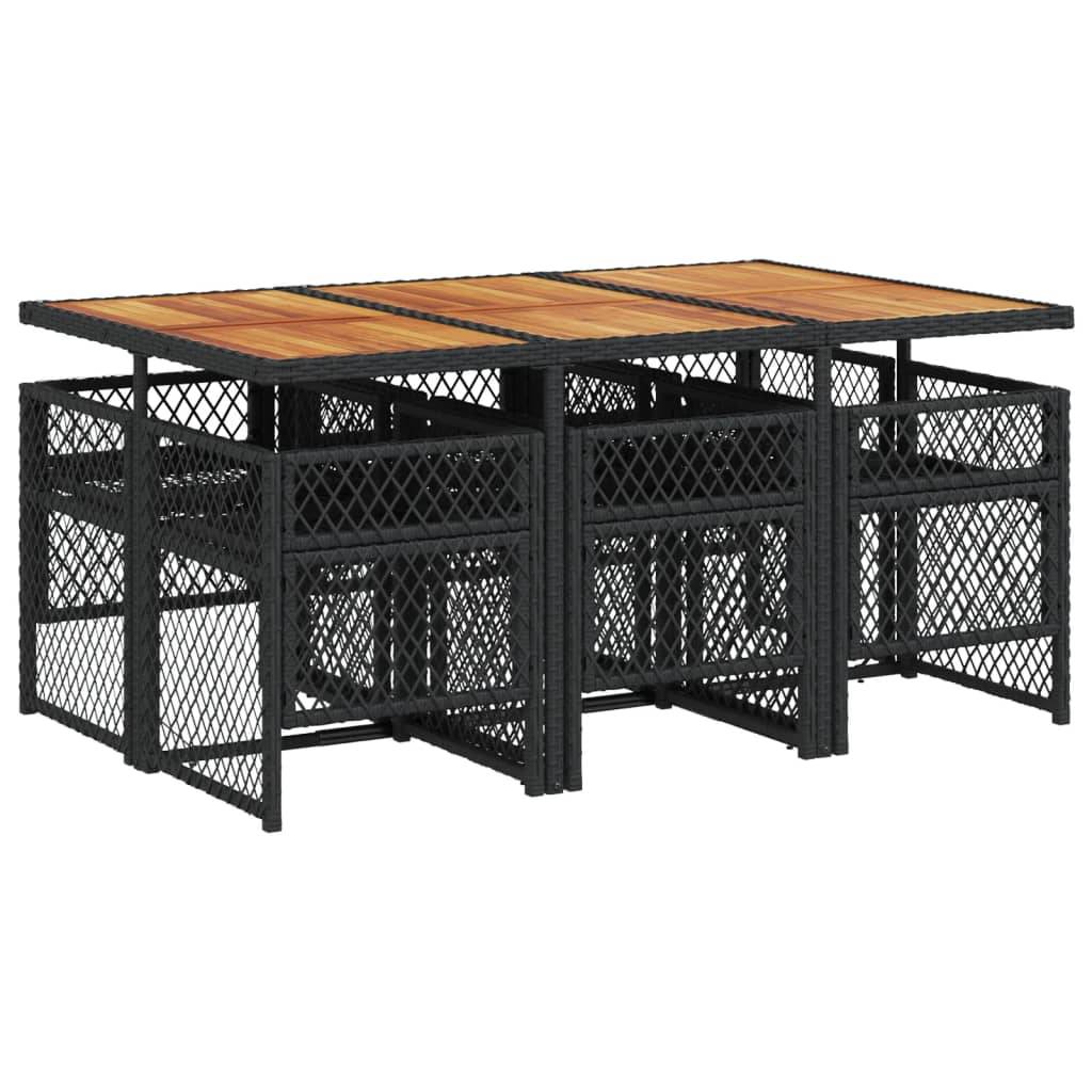 ComfortXL - Salon de Jardin Encastrable 6 Personnes Noir, Table en Bois d'Acacia et Chaises Compactes avec Coussins Crème – ComfortXL Outdoor Living - Image 5