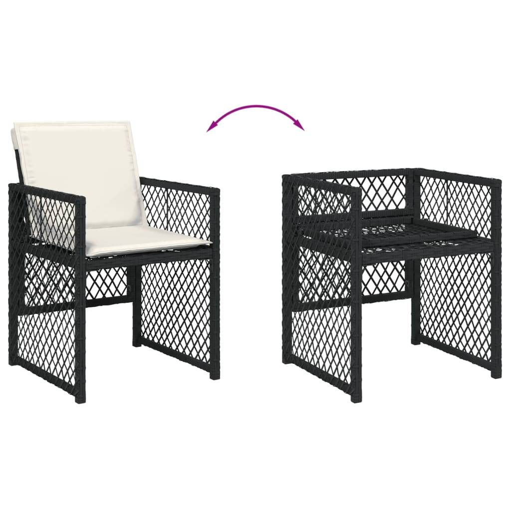 ComfortXL - Salon de Jardin Encastrable 6 Personnes Noir, Table en Bois d'Acacia et Chaises Compactes avec Coussins Crème – ComfortXL Outdoor Living - Image 6