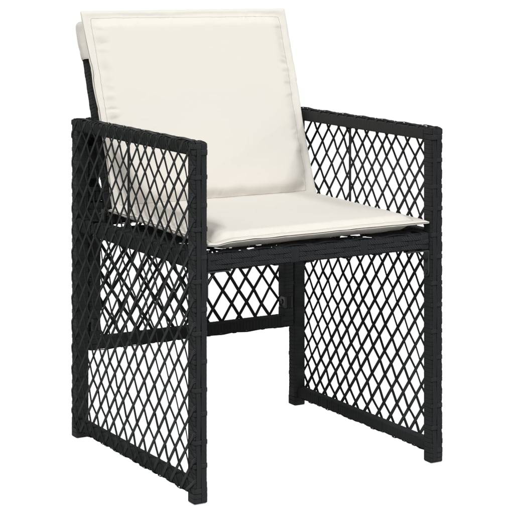 ComfortXL - Salon de Jardin Encastrable 6 Personnes Noir, Table en Bois d'Acacia et Chaises Compactes avec Coussins Crème – ComfortXL Outdoor Living - Image 4