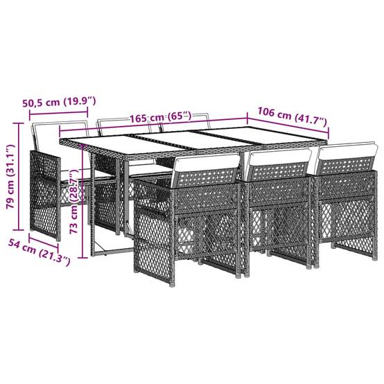 ComfortXL - Salon de Jardin Encastrable 6 Personnes Noir, Table en Bois d'Acacia et Chaises Compactes avec Coussins Crème – ComfortXL Outdoor Living - Image 9