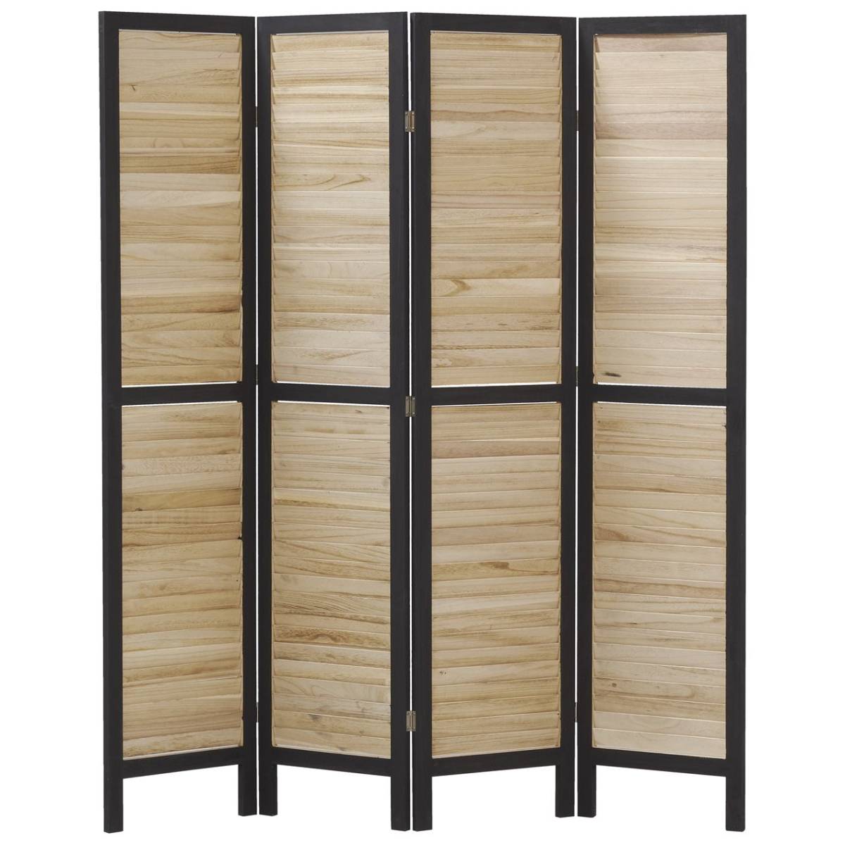 Aubry Gaspard - Paravent en bois naturel et noir 4 panneaux - Imagen 1