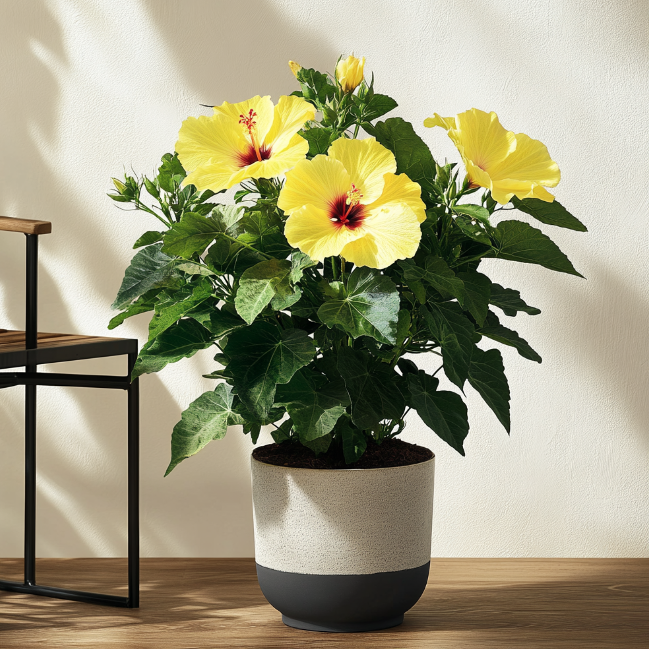 Hibiscus de Chine jaune - Hibiscus rosa-sinensis - Hauteur 40-50cm - Pot 17cm - Image 2