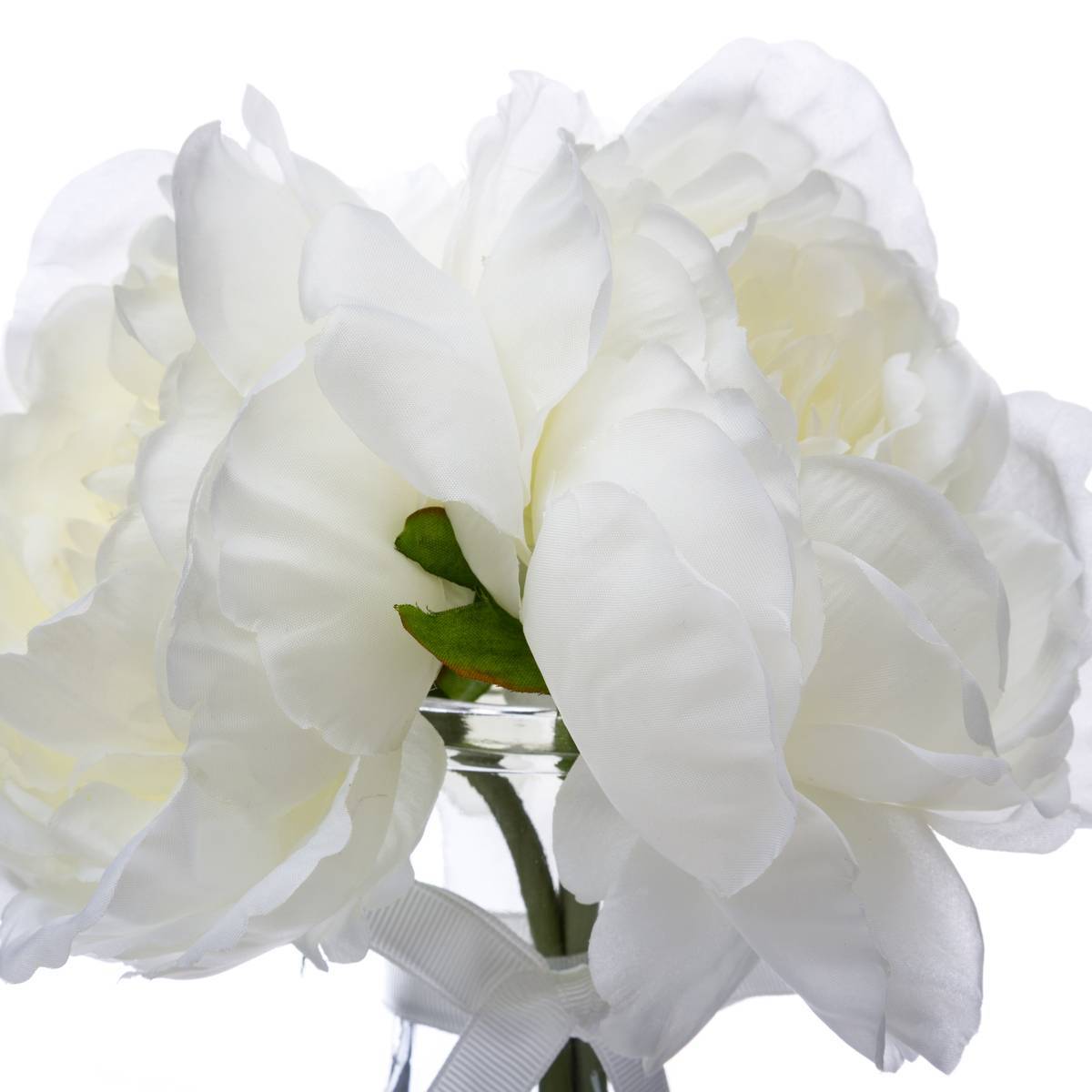 Atmosphera - Composition de 3 pivoines articielles vase verre H35cm - Atmosphera Créateur d'intérieur - Imagen 2