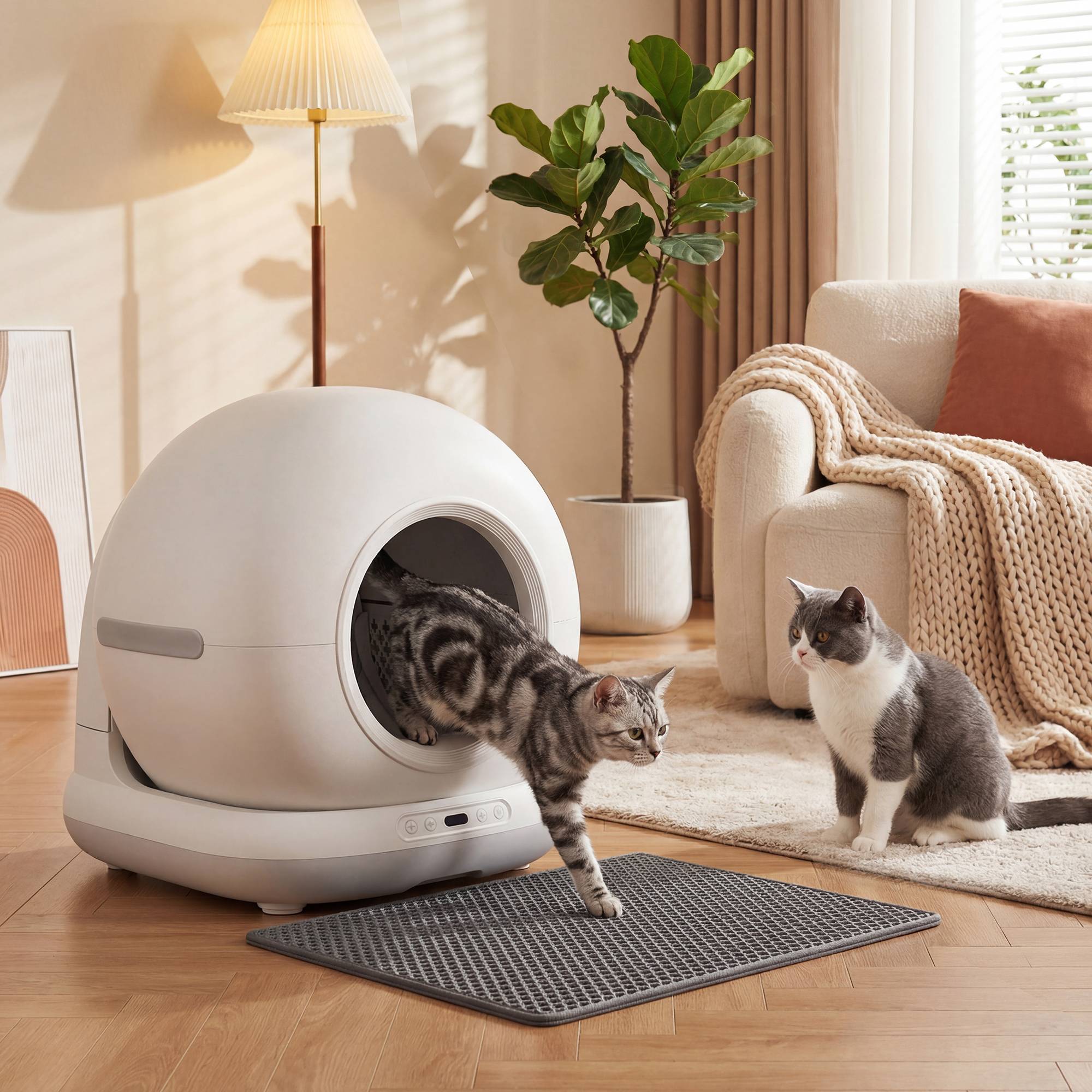 ComfortXL - Litière autonettoyante en ABS 72 L blanche pour chats de 1 à 12 kg avec caméra HD et contrôle par application