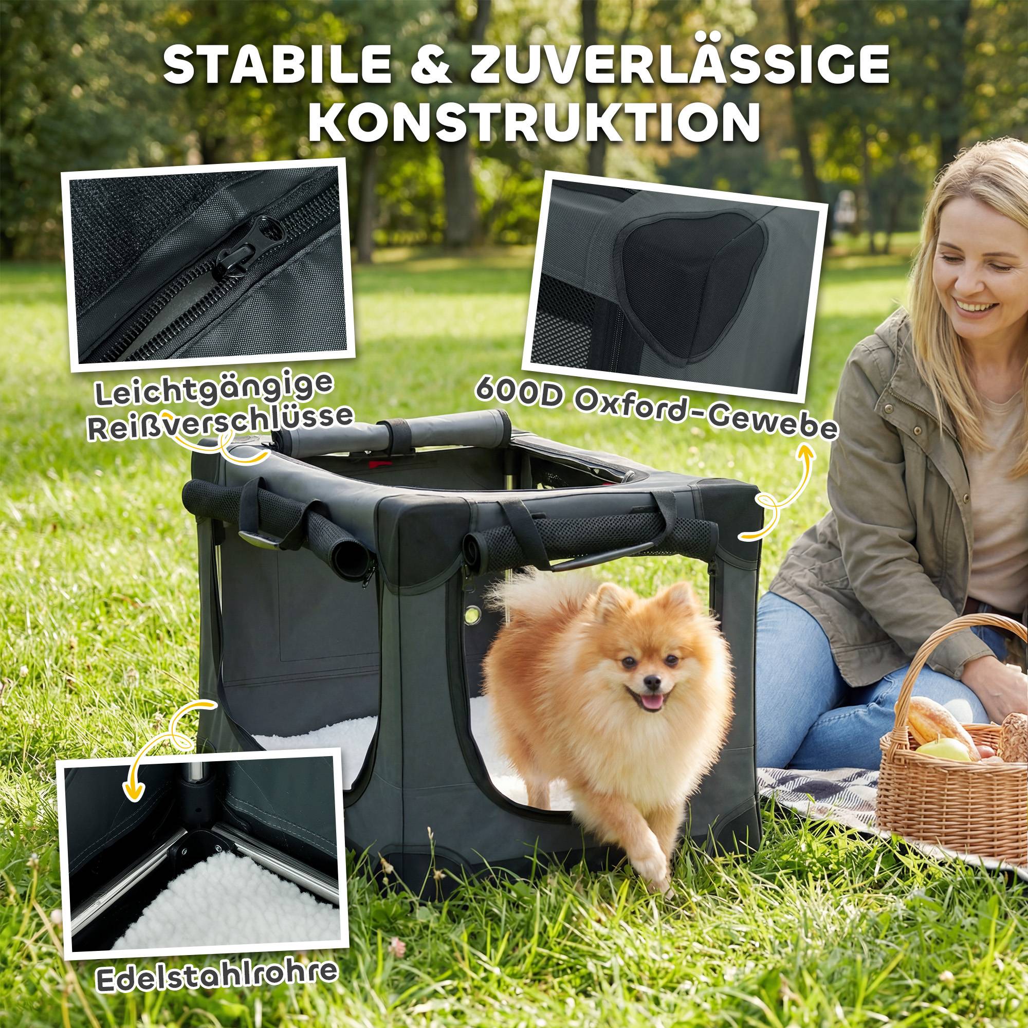 Caisse chien pliable, coussin amovible lavable Oxford, chiens 4 kg, vert armée - Image 7