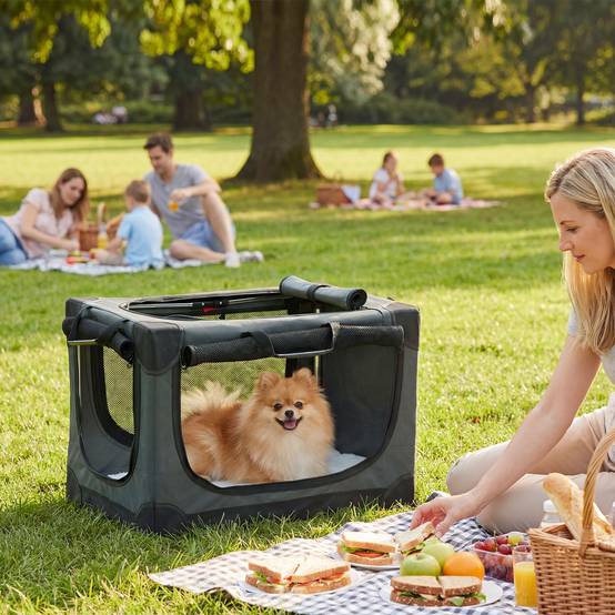Caisse chien pliable, coussin amovible lavable Oxford, chiens 4 kg, vert armée - Image 3