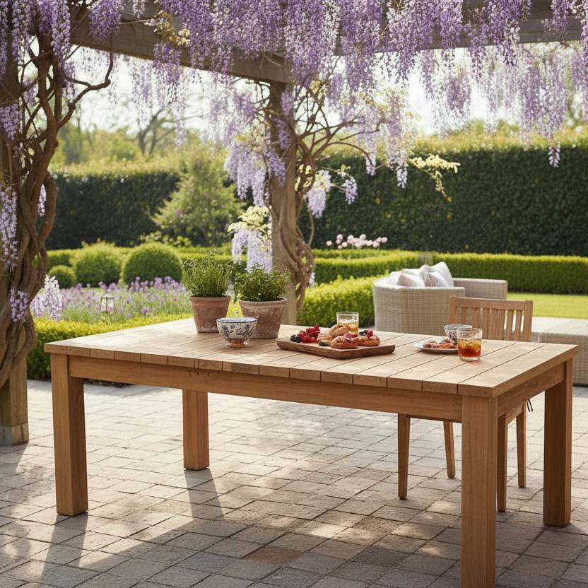 Table extensible en teck recyclé 220/260 /300 x 100 Taurus - Gecko Jardin - Imagen 4