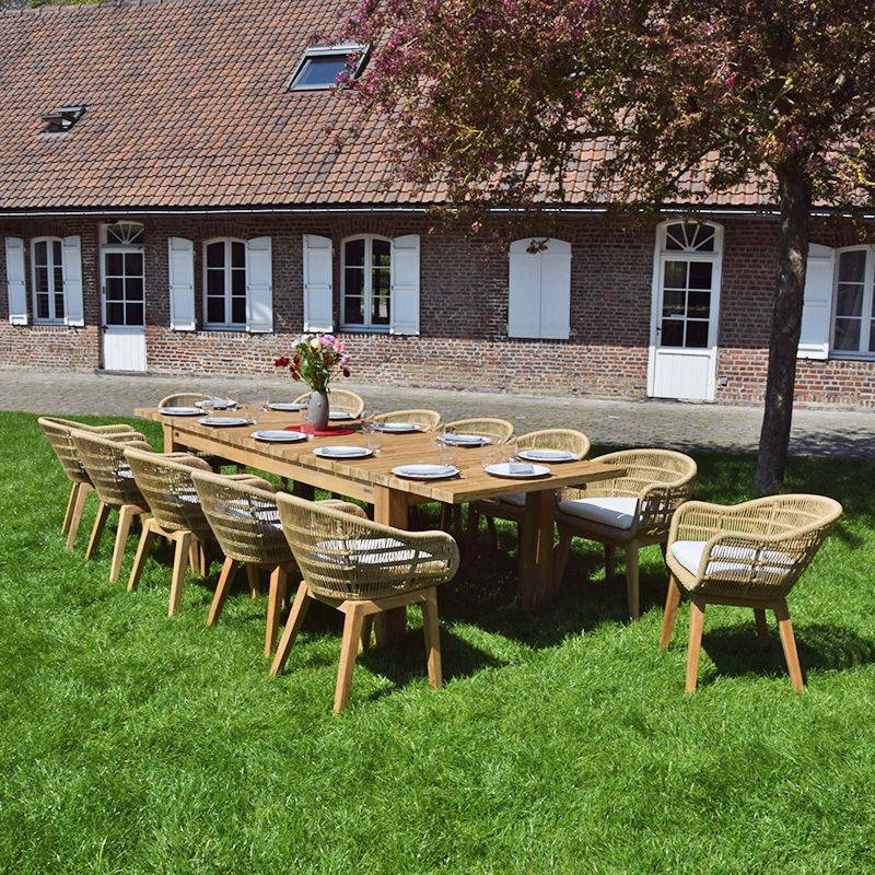 Table extensible en teck recyclé 220/260 /300 x 100 Taurus - Gecko Jardin - Imagen 8