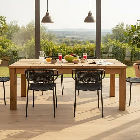 Table extensible en teck recyclé 220/260 /300 x 100 Taurus - Gecko Jardin - Imagen 5