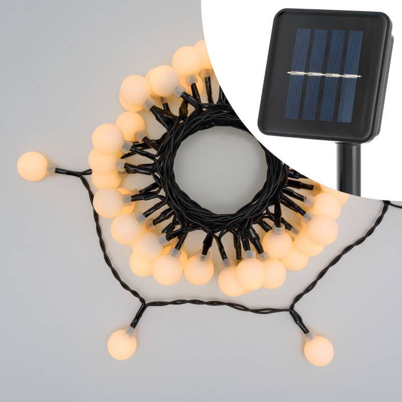 Lotti - Guirlande lumineuse Solaire 5m 50 boules blanches LED blanc chaud 8 modes Lotti - Imagen 1