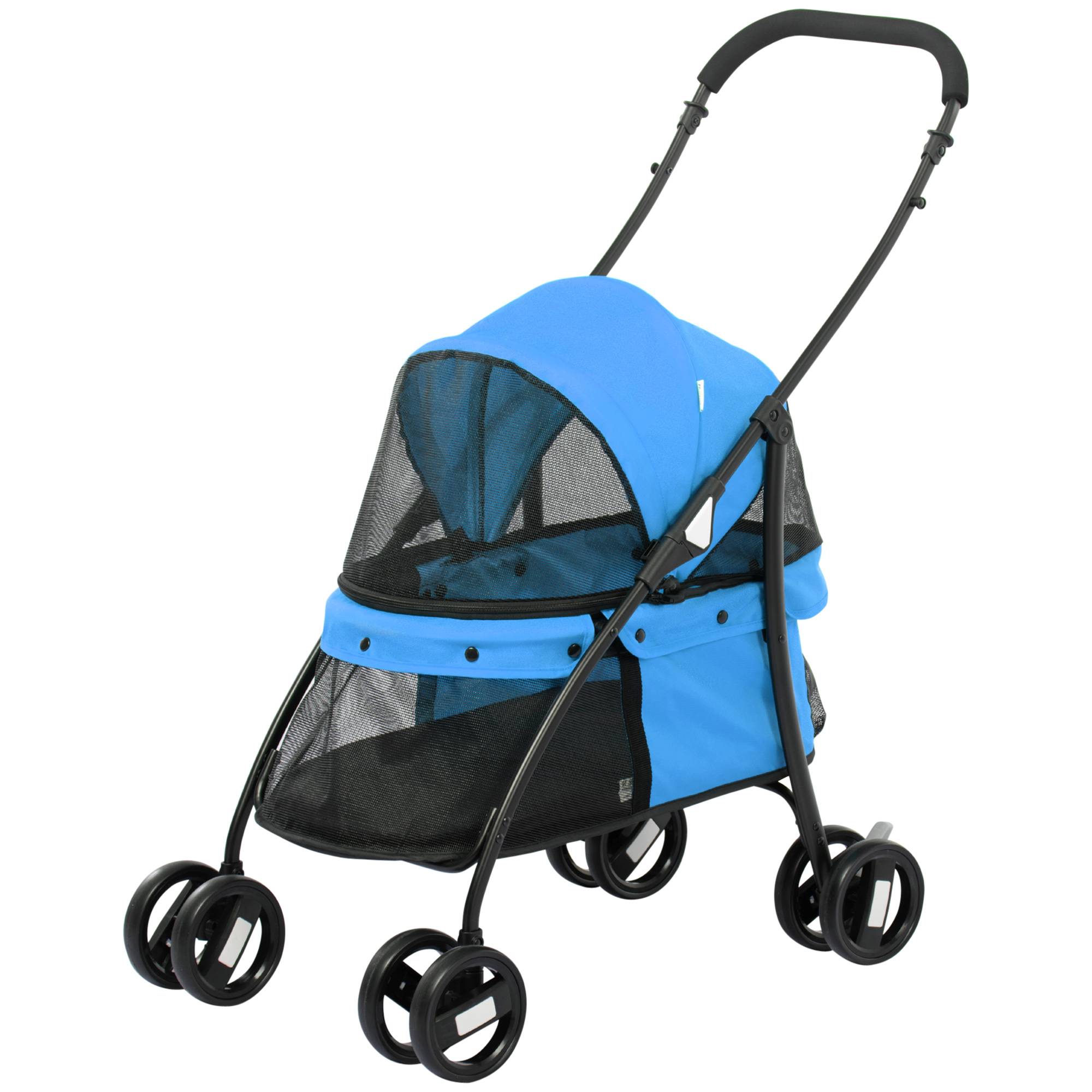 Poussette chien acier Oxford balade extérieure roues pivotantes 82x47x97cm Bleu - ComfortXL Outdoor Living - Image 2