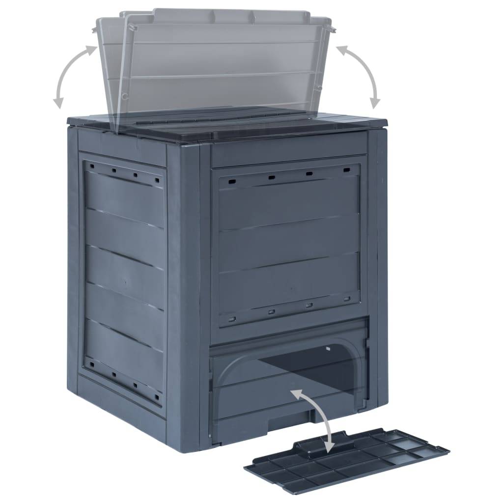 Composteur de Jardin Plastique 260L Déchets Organiques Ventilation Optimale 60x60x73 cm Gris - ComfortXL Outdoor Living - Image 4