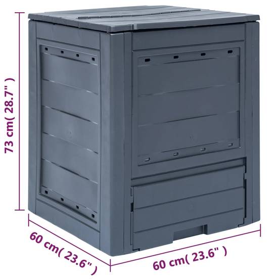 Composteur de Jardin Plastique 260L Déchets Organiques Ventilation Optimale 60x60x73 cm Gris - ComfortXL Outdoor Living - Image 7