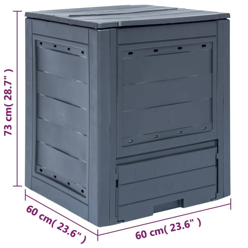 Composteur de Jardin Plastique 260L Déchets Organiques Ventilation Optimale 60x60x73 cm Gris - ComfortXL Outdoor Living - Image 7