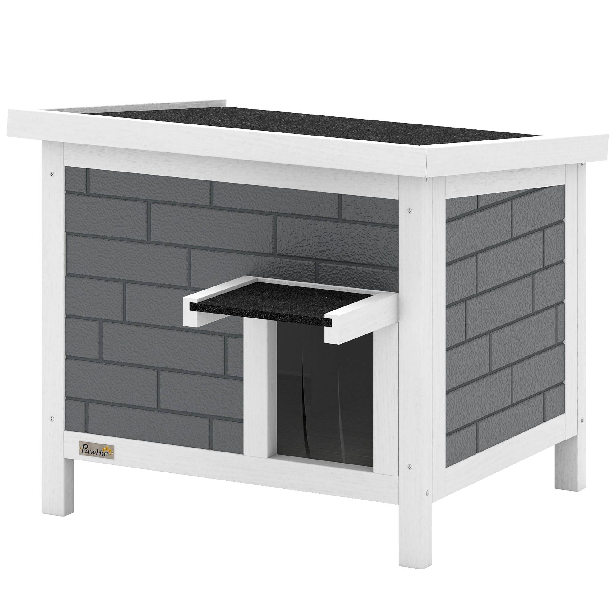 ComfortXL - Maison pour chat extérieur en sapin gris 61 x 51 x 53,5 cm isolée aluminium avec toit ouvrant pour animaux jusqu’à 5 kg - Image 2