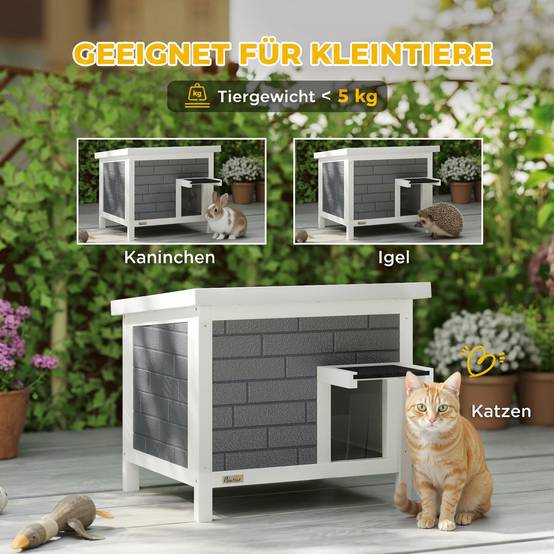 ComfortXL - Maison pour chat extérieur en sapin gris 61 x 51 x 53,5 cm isolée aluminium avec toit ouvrant pour animaux jusqu’à 5 kg - Image 8