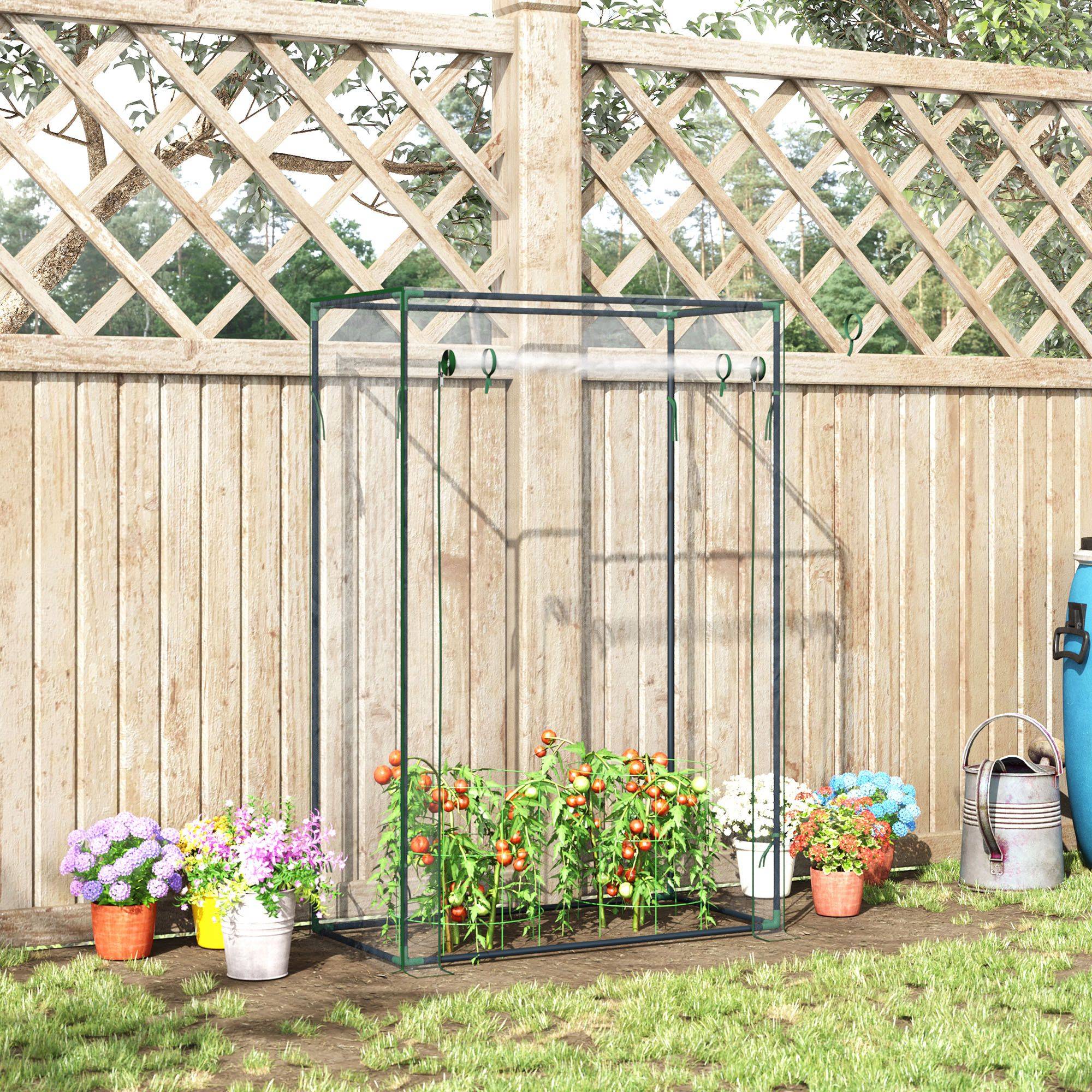 Sans Marque - Serre jardin balcon bâche PVC renforcé acier porte zip légumes plantes fleurs 100x50x150 cm blanc - Image 4
