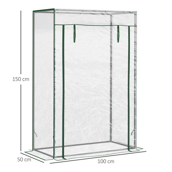 Sans Marque - Serre jardin balcon bâche PVC renforcé acier porte zip légumes plantes fleurs 100x50x150 cm blanc - Image 5