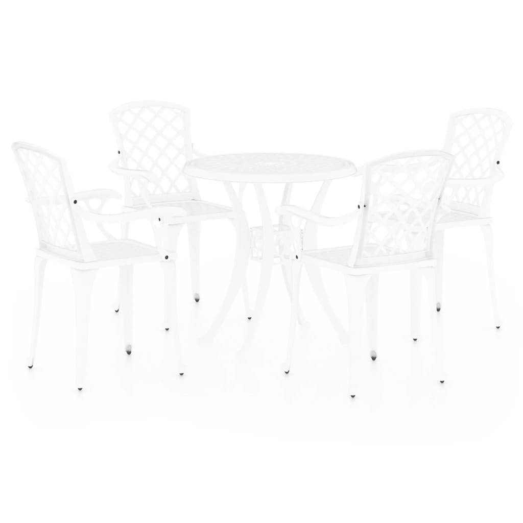 Helloshop26 - Ensemble de bistro jardin meuble extérieur terrasse 5 pièces aluminium coulé blanc - Imagen 1