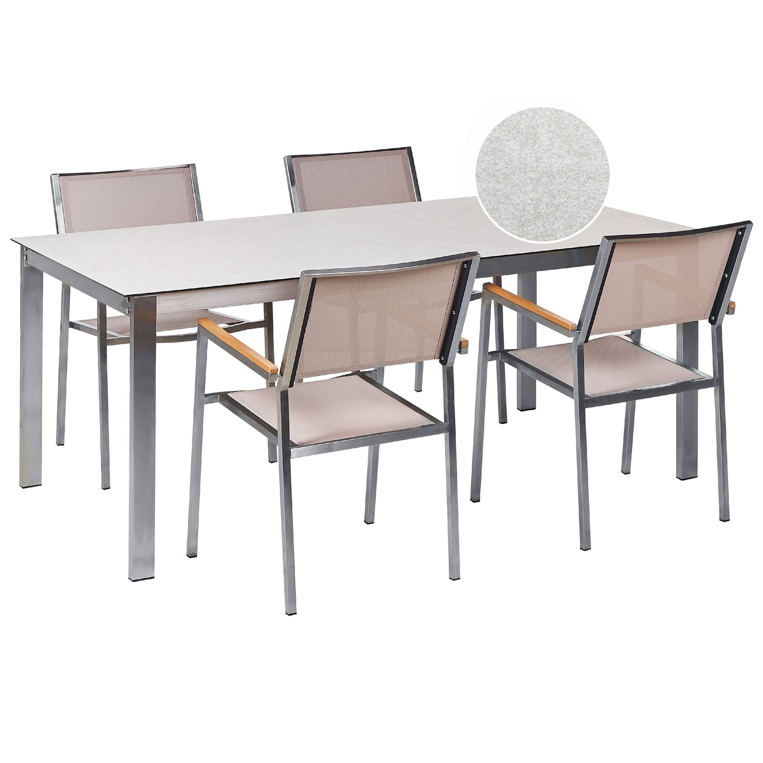 Beliani - Set de salle à manger, 4 Personnes Verre de sécurité Blanc/beige COSOLETO/GROSSETO - Beliani - Imagen 2