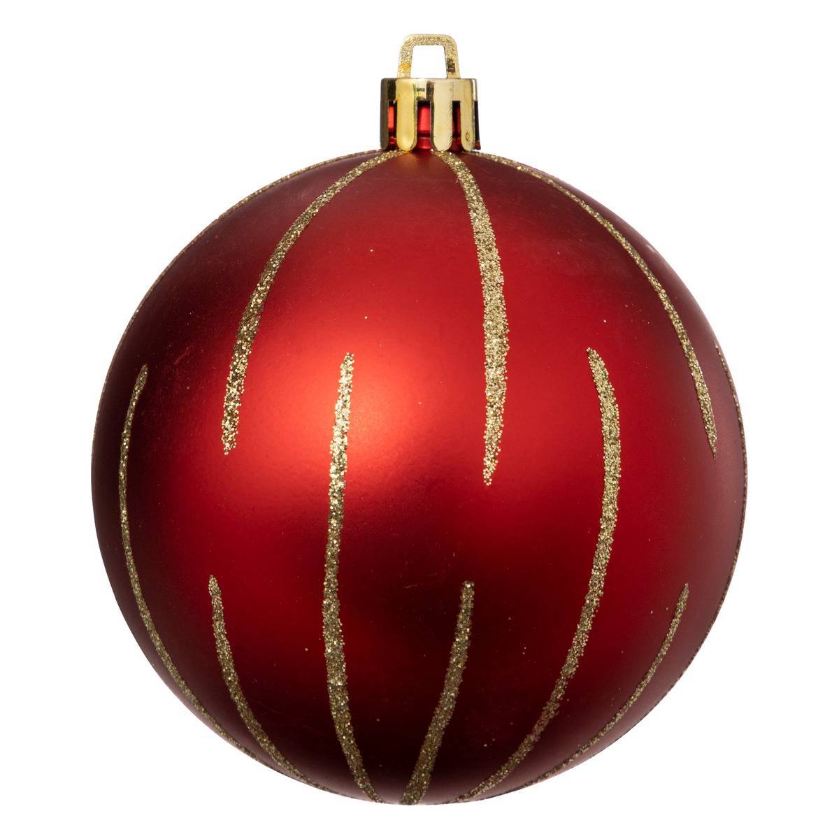 Fééric Lights & Christmas - Boules de Noël "Colorama de Noël" lot de 8 en plastique recyclé D8cm rouge doré - Atmosphera Créateur d'intérieur - Imagen 3