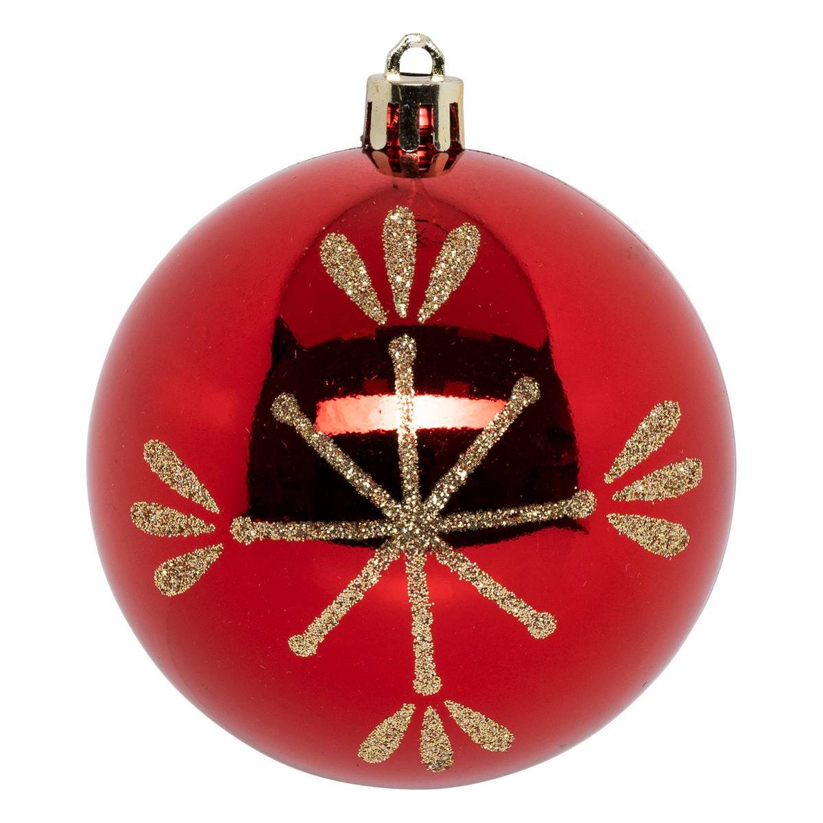 Fééric Lights & Christmas - Boules de Noël "Colorama de Noël" lot de 8 en plastique recyclé D8cm rouge doré - Atmosphera Créateur d'intérieur - Imagen 2