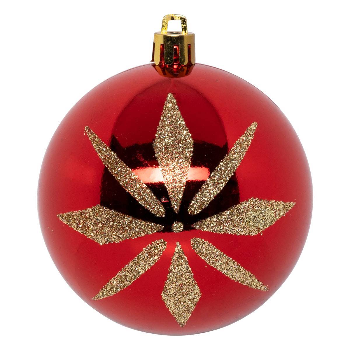 Fééric Lights & Christmas - Boules de Noël "Colorama de Noël" lot de 8 en plastique recyclé D8cm rouge doré - Atmosphera Créateur d'intérieur - Imagen 4