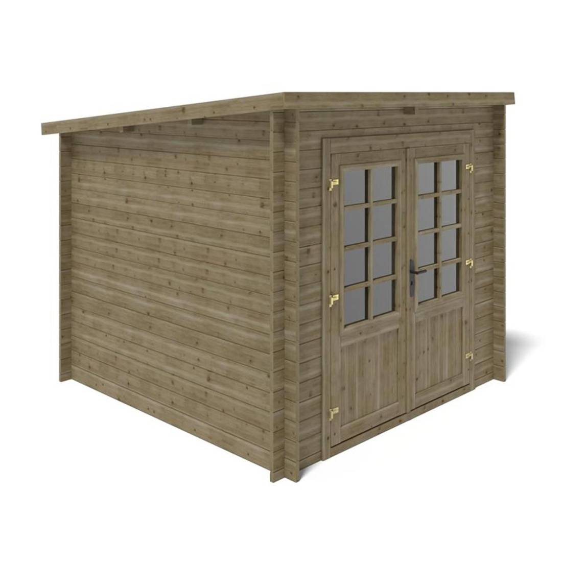 Altanka - Abri de jardin en bois - 6.25m2 - 2.5x2.5m - Traité - Ep. 28mm - Couleur: vert - DOM724 - ALTANKA - Image 7