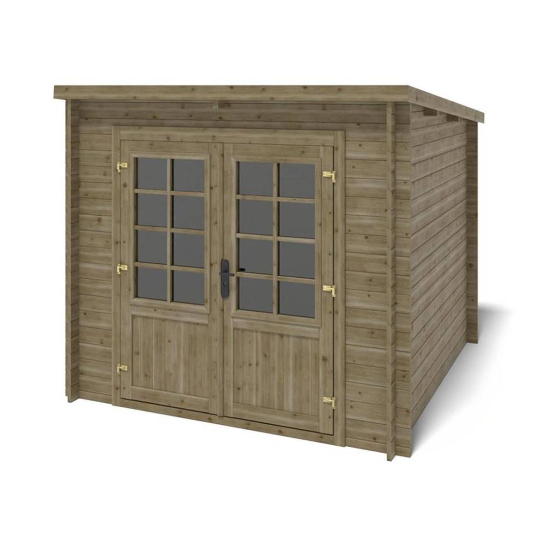 Altanka - Abri de jardin en bois - 6.25m2 - 2.5x2.5m - Traité - Ep. 28mm - Couleur: vert - DOM724 - ALTANKA - Image 1