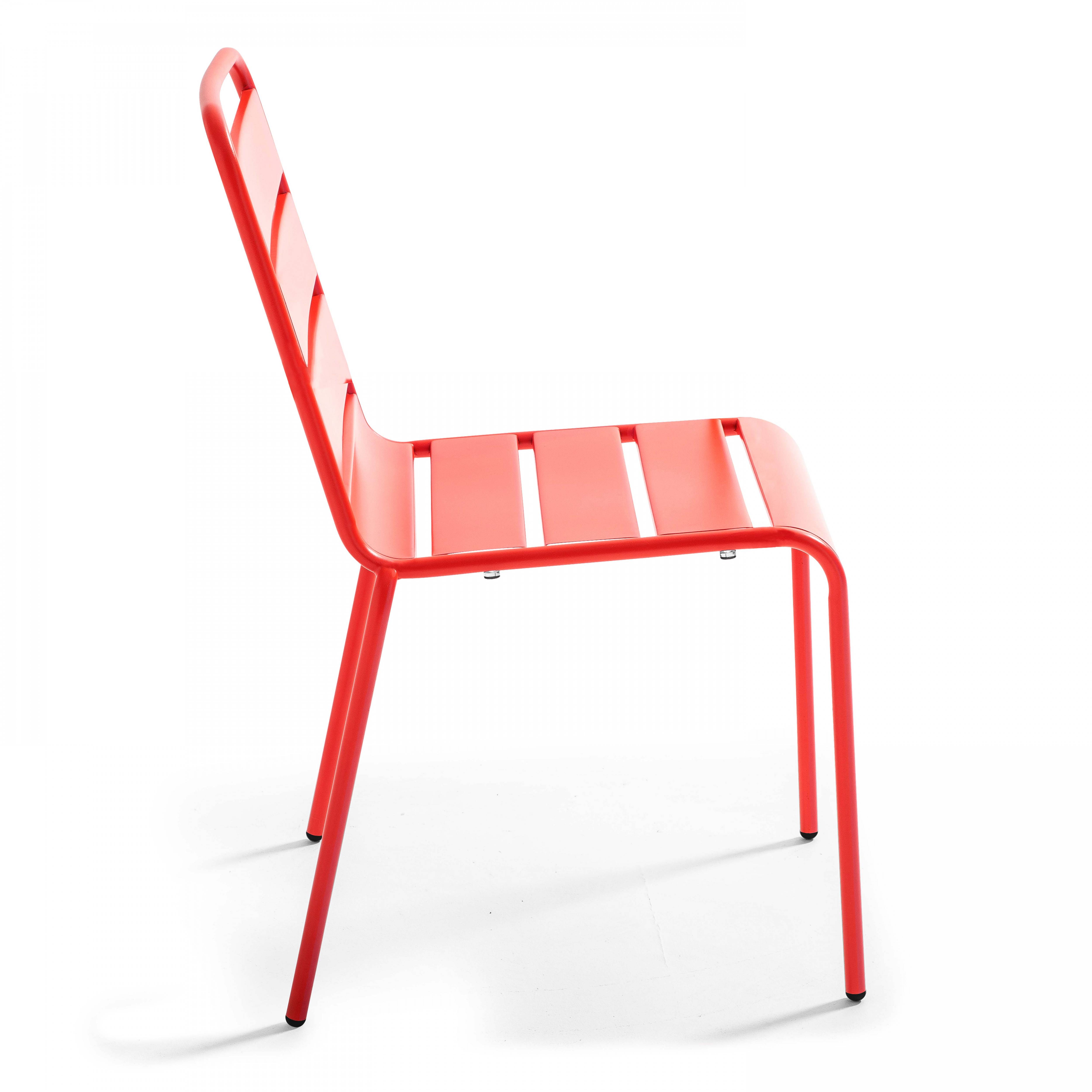 Oviala - Ensemble table de jardin ronde et 4 chaises rouge Palavas - Oviala - Imagen 6
