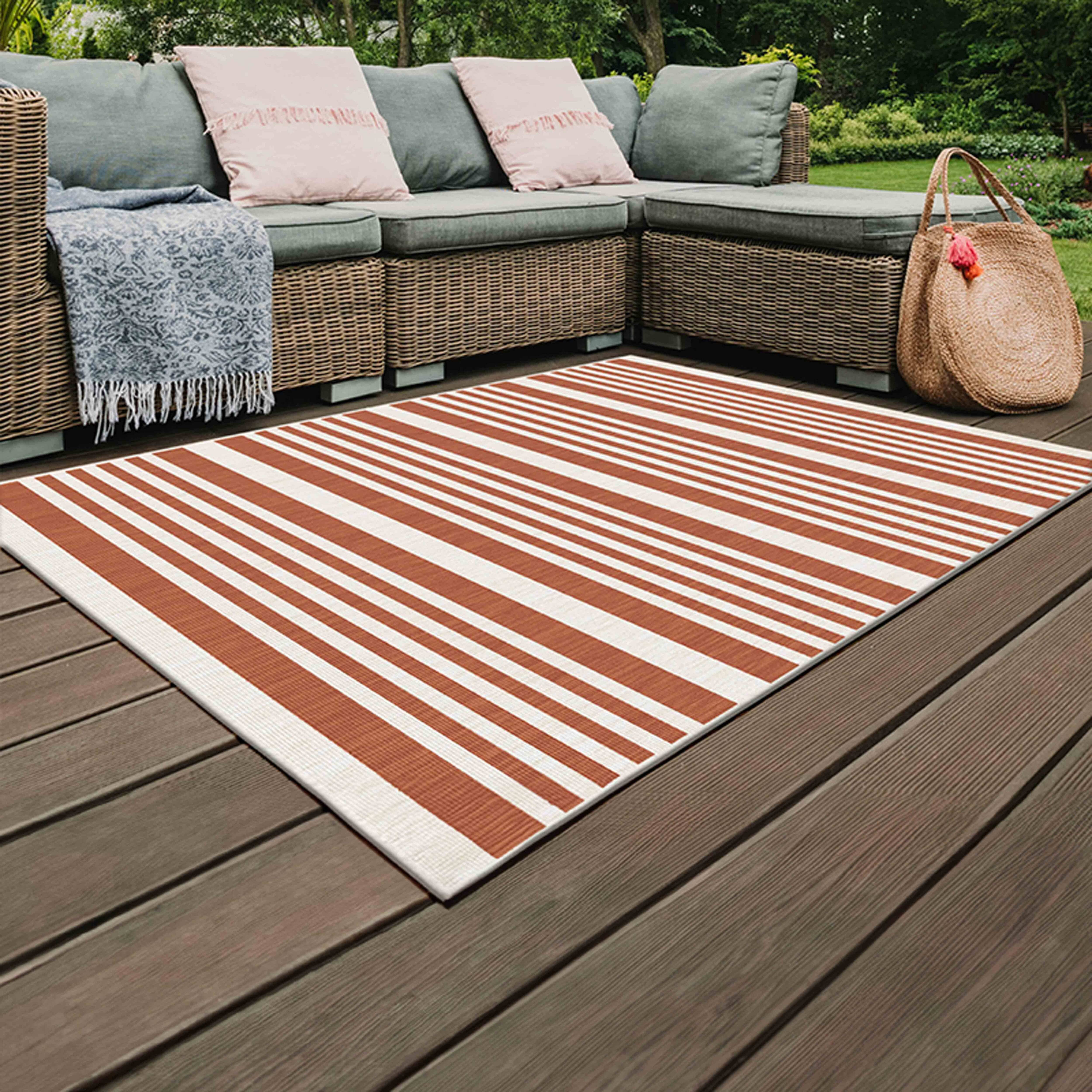 Oviala - Tapis d'extérieur en polypropylène 200 x 290 cm terracotta Kilma - Oviala - Imagen 2