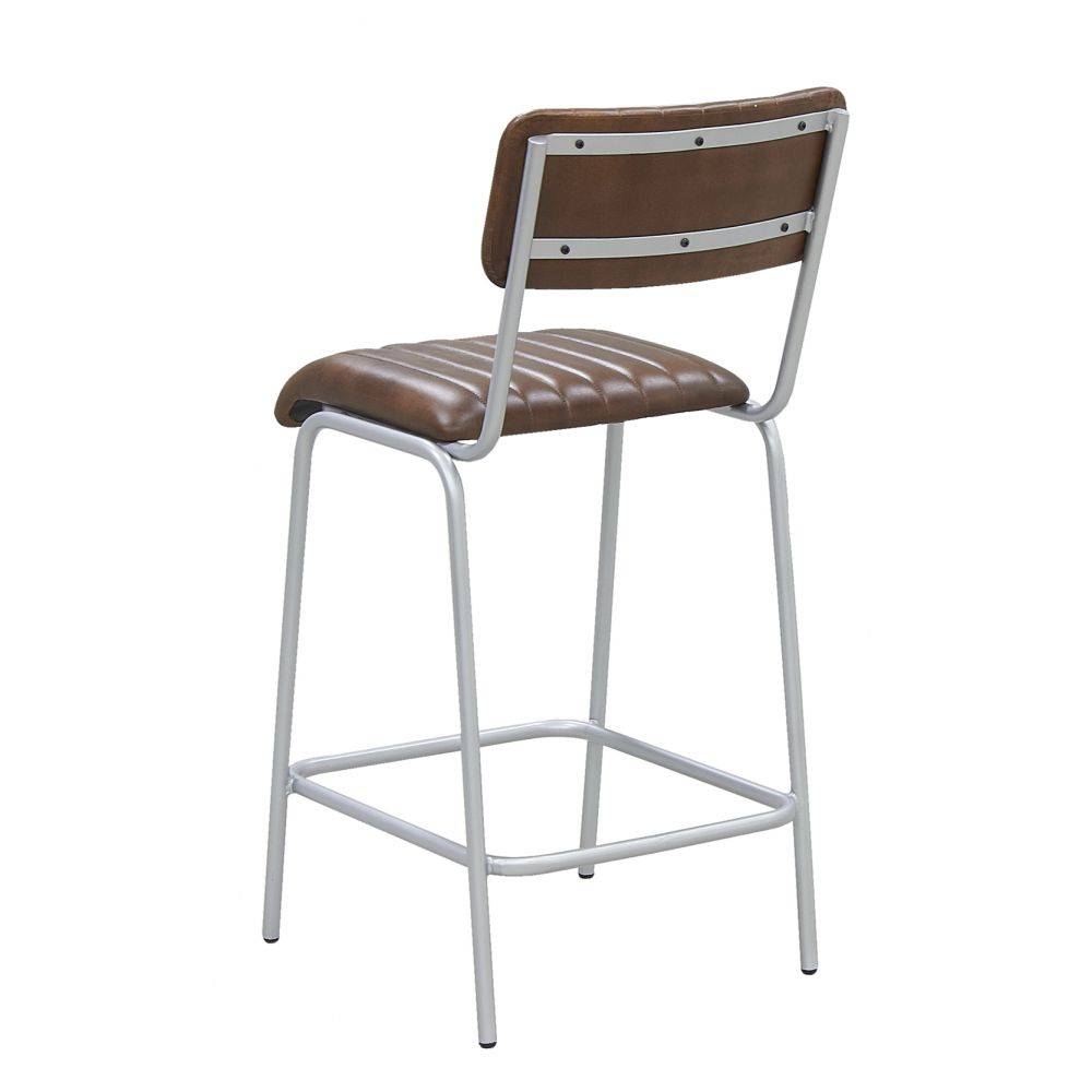 Aubry Gaspard - Tabouret de bar en cuir et métal Hauteur Siège 65 cm - Imagen 4