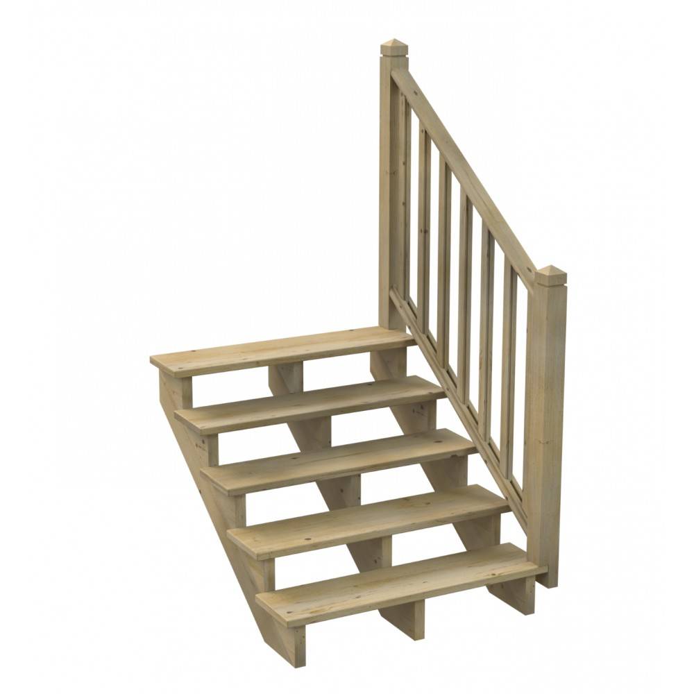 Kit Garde-corps Bois 5 marches - Escalier Extérieur - Rampes Recoupables - Traité Autoclave - Montage Facile - Garantie 10 ans - Imagen 2