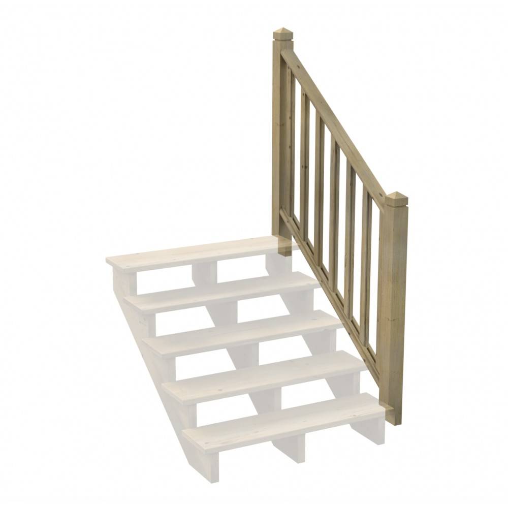 Kit Garde-corps Bois 5 marches - Escalier Extérieur - Rampes Recoupables - Traité Autoclave - Montage Facile - Garantie 10 ans - Imagen 1