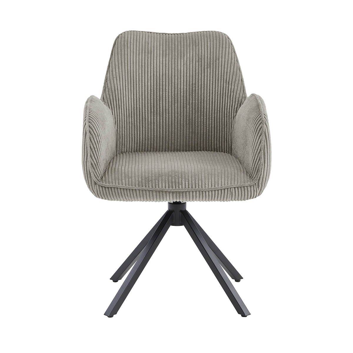 ALTOBUY - Lot de 4 Fauteuils de table Pivotants Tissu Velours Côtelé Beige - DELIA - Image 8