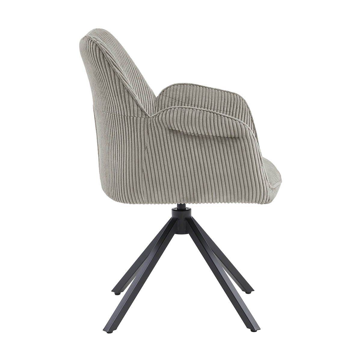 ALTOBUY - Lot de 4 Fauteuils de table Pivotants Tissu Velours Côtelé Beige - DELIA - Image 4