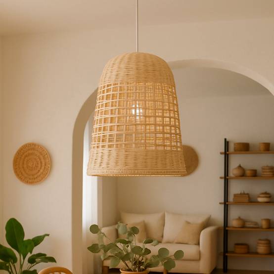 Lumisky - Suspension intérieur AMAYA NATURAL Beige Rotin D38CM - Imagen 2