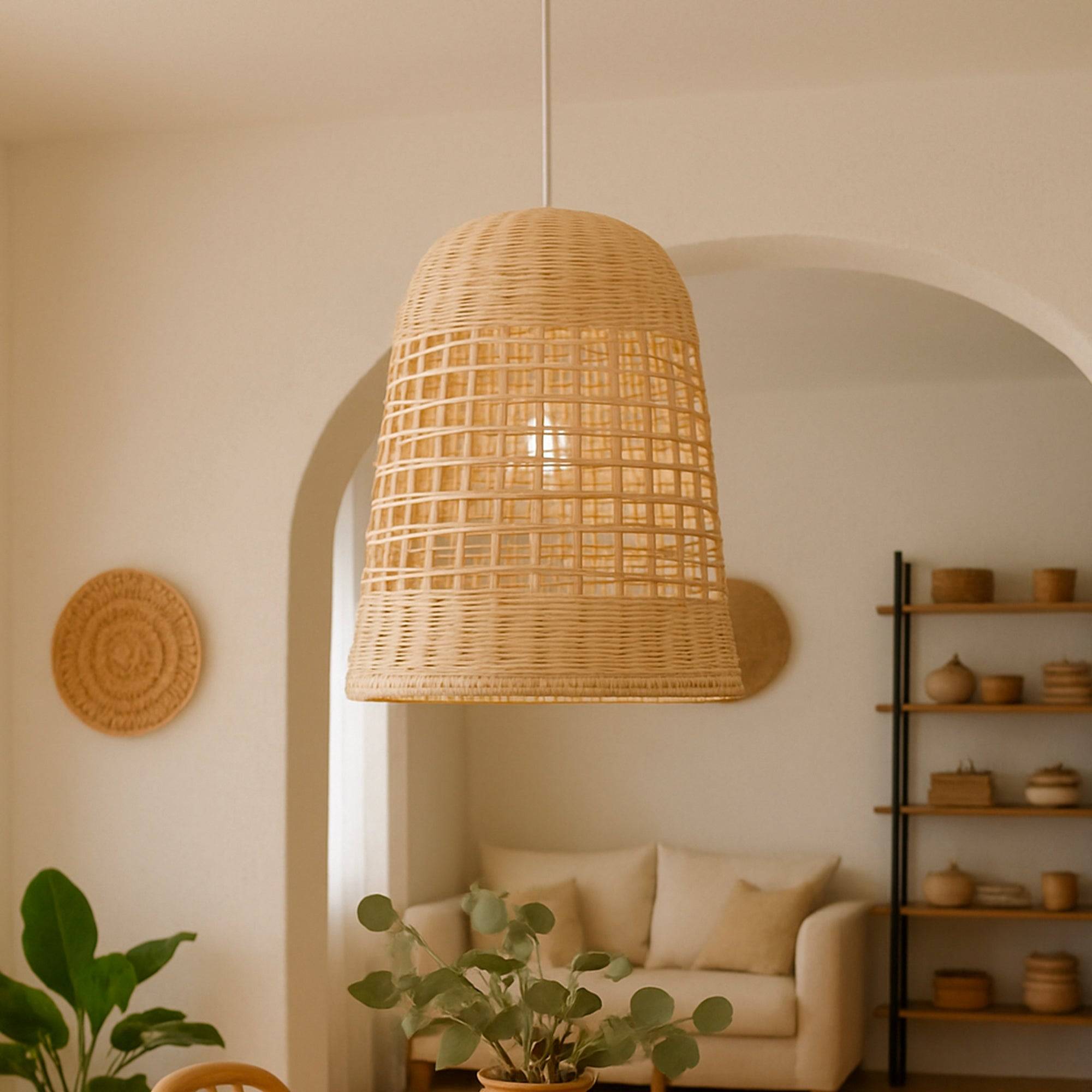 Lumisky - Suspension intérieur AMAYA NATURAL Beige Rotin D38CM - Imagen 2
