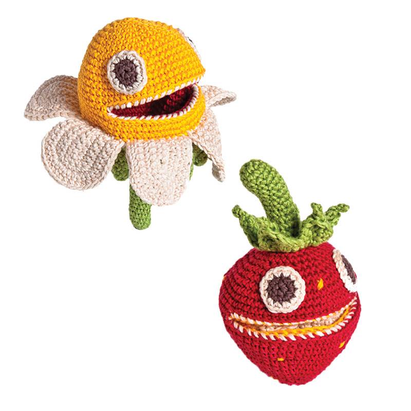 Myum - Hochet Fraise Réversible Fait Main Coton Bio - Myum - Imagen 1